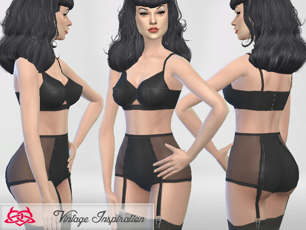 Sims 4 — Vintage Lingerie 01 by Colores_Urbanos — New mesh. 12 colors from Paraguay with love!