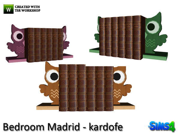 Sims 4 — kardofe_Bedroom Madrid_books by kardofe — Group of books with bookends shaped owl