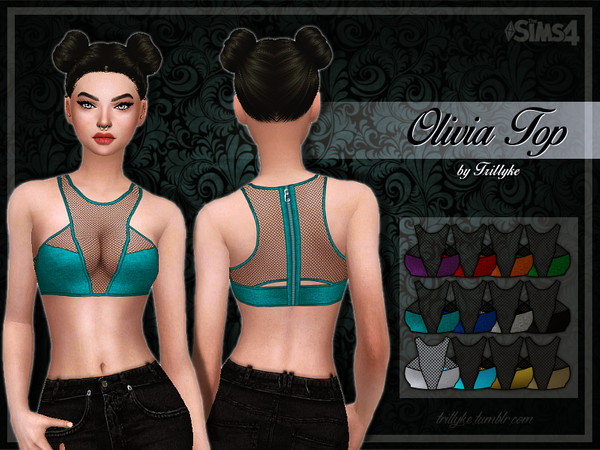 Sims 4 — Trillyke - Olivia Top by Trillyke — Heya! It's a sexy crop top with intesting cut outs and some fishnet parts!
