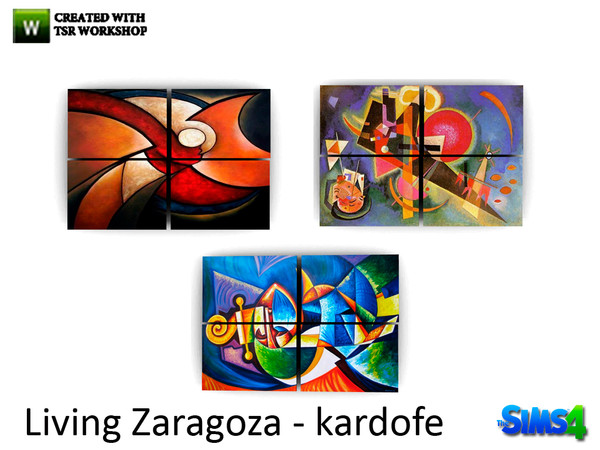 Sims 4 — kardofe_Living Zaragoza_Pictures by kardofe — Abstract paintings painted four pictures