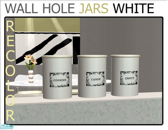 Sims 2 — Wall Hole Jars - White by linegud — A set of recolors of the jars from my wall hole knick knack set. Use it on