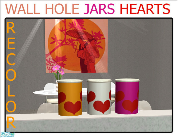 Sims 2 — Wall Hole Jars - Hearts by linegud — A set of recolors of the jars from my wall hole knick knack set. Use it on
