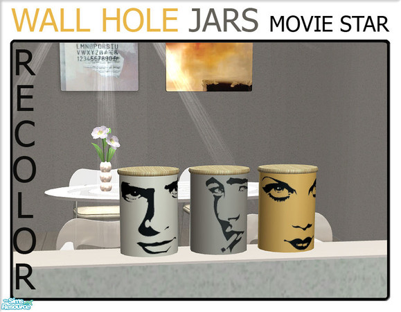 Sims 2 — Wall Hole Jars - Movie star by linegud — A set of recolors of the jars from my wall hole knick knack set. Use it