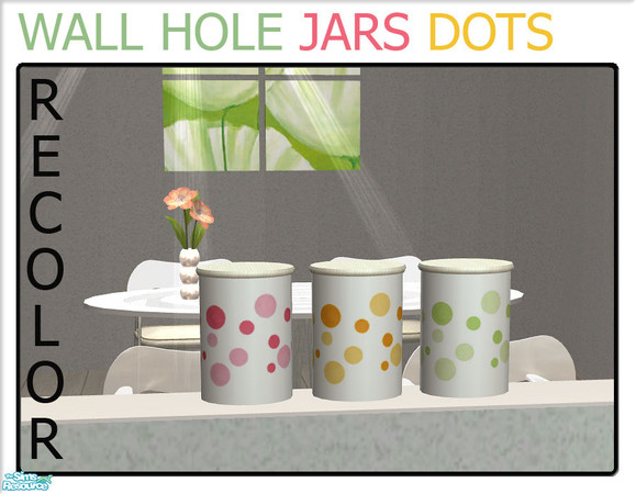 Sims 2 — Wall Hole Jars - Dots by linegud — A set of recolors of the jars from my wall hole knick knack set. Use it on