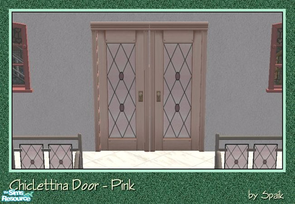 Sims 2 — Chiclettina Door - Pink by Spaik — Recolour in pink of Maxis Chiclettina "Mauritania" Beveled Glass