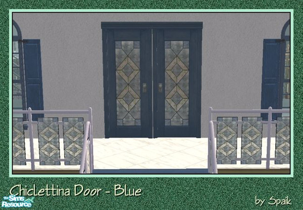 Sims 2 — Chiclettina Door - Blue by Spaik — Recolour in blue of Maxis Chiclettina "Mauritania" Beveled Glass