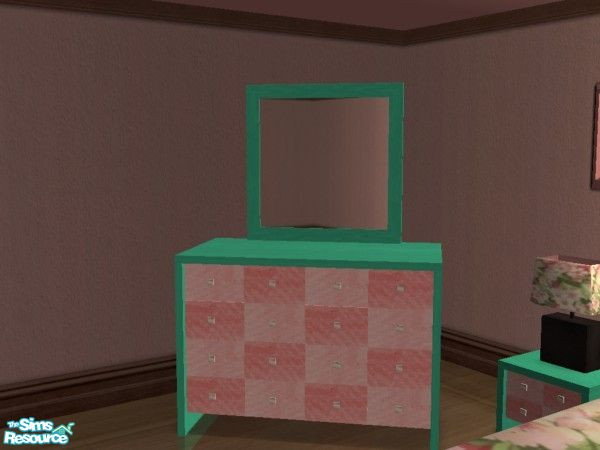 Sims 2 — Serenity Bedroom -small wardrobe by MysticVelvet — lovely cupboard with drawers in pink and green.