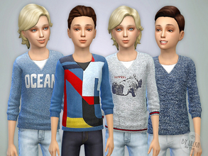 Sims 4 — Sweater for Boys P01 by lillka — Sweater for Boys P01 New item / 4 styles I hope you like it :) Hair by Kiara