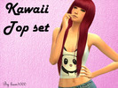 Sims 4 — Kawaii Tops by liam10002 — A collection of 5 tops with 5 different prints on the front :) The top used was