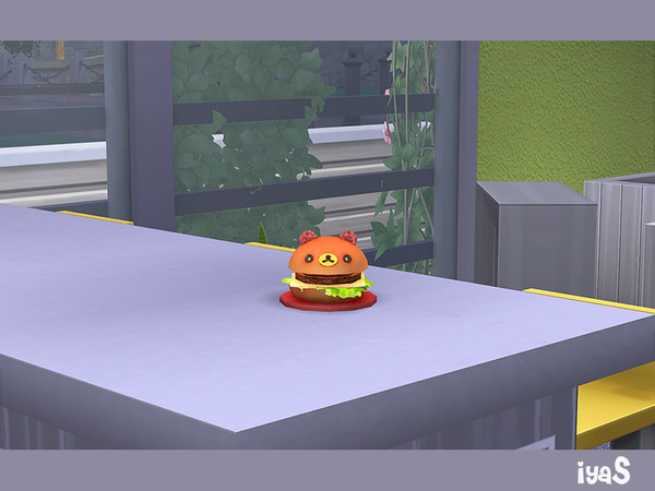 Sims 4 — Bear Cheeseburger by soloriya — Cute big cheeseburger, which looks like a kawaii bear. The best addition for