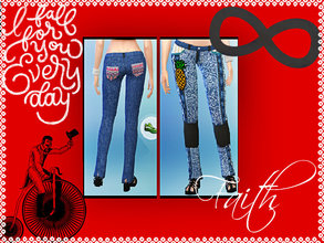 Sims 4 — Blue-jeans Gipi by Sol_Altamiranda0000 — Light blue pair of pants with blank details and knees in black hide +