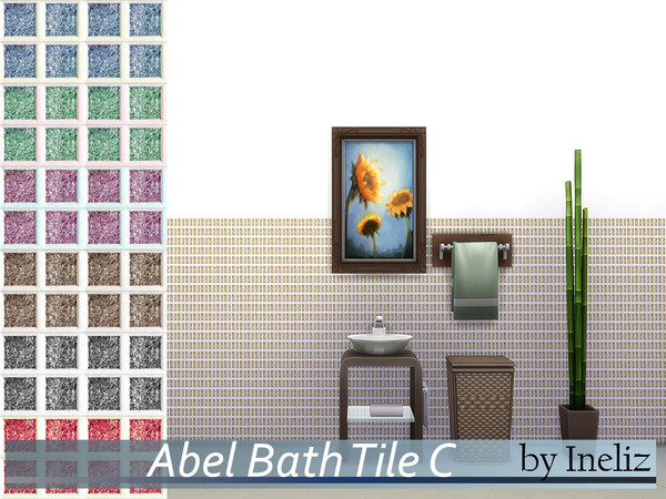 Sims 4 — Abel Bath Tile C by Ineliz — A plain square mosaic tiles for the common bathroom style. Comes in 7 colors. 