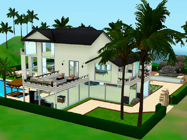 Sims 3 — VILLA VENTANAL by Frapi — This home have a gym, 2 pools, a living room, tv room. The house have open concept for