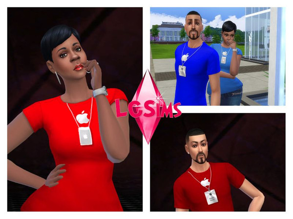 Sims 4 — Apple T-Shirts by LCSims — I love Apple so I created some Apple T-Shirts. These T-Shirts would be perfect to use
