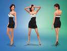 Sims 4 — Black Satin Dress by Linxie2 — Cream and black satin dress with sequined edging.