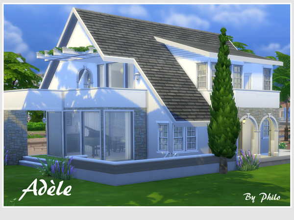 Sims 4 — Adele by philo — A small lot with 2 large bedrooms, an underground swimming-pool and a sauna. 