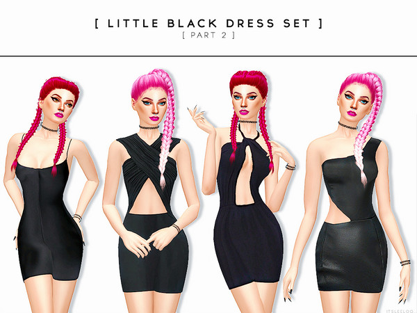 Sims 4 — Little Black Dress Set [Part 2] by itsleeloo — Little Black Dress Set [Part 2]. 4 short dresses.