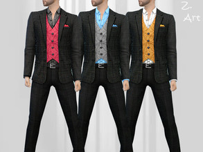 Sims 4 — Smart Fashion IX by Zuckerschnute20 — A fashionable suit with brocade vest :D 3 colors stand-alone package file