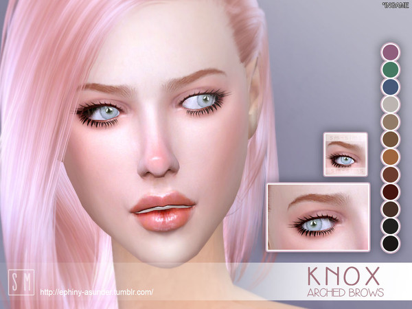 Sims 4 — [ Knox ] - Eyebrows by Screaming_Mustard — A feminine arched eyebrow in 12 different shades. For females, teen
