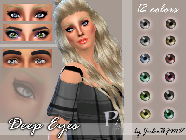 Sims 4 — Deep Eyes by JulieBFMV — Deep and intense eyes in 12 different colors. Both genders, all ages. You'll find them