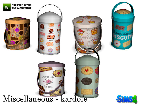 Sims 4 — kardofe_Miscellaneous_Biscuit tins by kardofe — Decorated tins to store biscuits