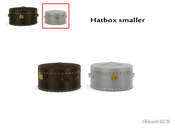 Sims 4 — Under Stair Deco - Hat Box Smaller by ShinoKCR — Leather Hatbox with Brass Ornaments