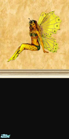 Sims 2 — fantasy 3 by skinflin — marble gold/black base cream moulding yellow butterfly fairy