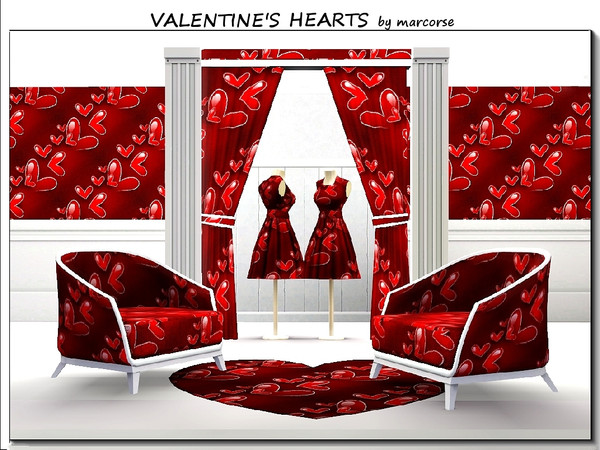 Sims 3 — Valentine's Hearts _marcorse by marcorse — Themed pattern: Valentine hearts in red and white