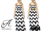 Sims 4 — Chevron Maxi Dress by Augureus — A beautiful chevron maxi dress with both gold and silver belts. They both come