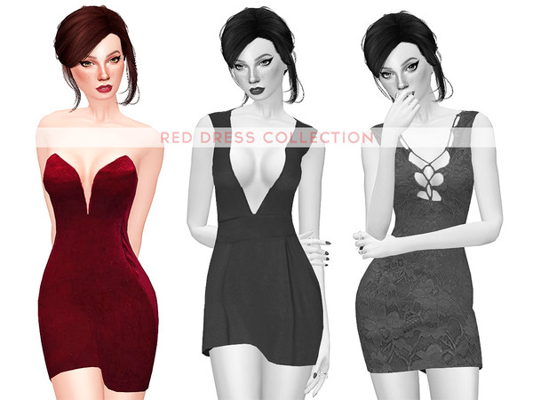 Sims 4 — Velvet Dress by itsleeloo — Red Dress Collection Part 2 - Velvet Dress.