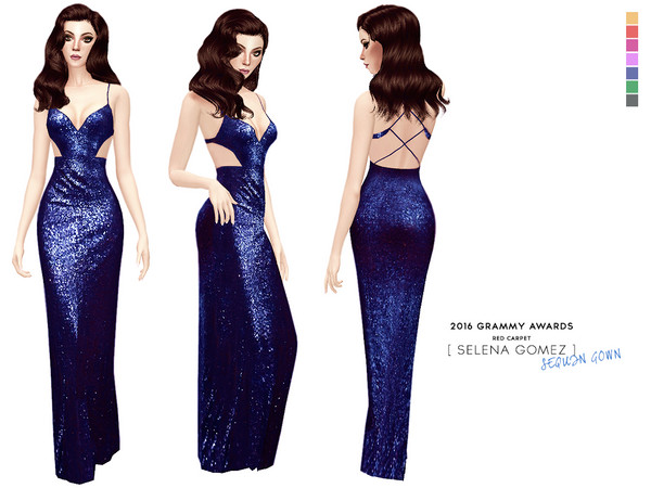 Sims 4 — Selena Gomez dress [2016 GRAMMY AWARDS] by itsleeloo — Sequin dress worn by Selena Gomez at the Grammy Awards