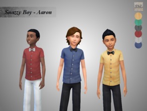 Sims 4 — Snazzy Boy Aaron by SuperNerdyLove2 — Snazzy Boy Aaron is a silk button up dress shirt with a plush textured bow