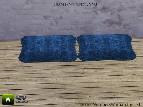 Sims 4 — Urban Loft Bedroom Pillow Shams by TheNumbersWoman — Urban Styled used furniture for that look on a budget. This