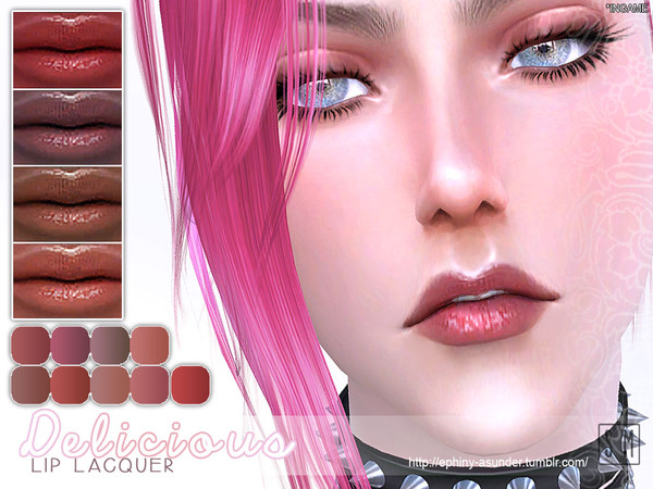 Sims 4 — [ Delicious ] - Lip Lacquer by Screaming_Mustard — A new wet look lip lacquer in 9 new shades. With and without