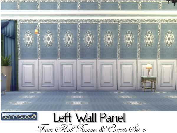 Sims 4 — Left Wall Panel by abormotova2 — From Hall Runner and Carpet Set 31 which includes 1 hall runner, one full