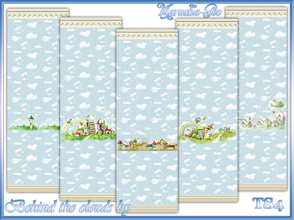 Sims 4 — Maruska-Geo wallpaper Behind the clouds  by Maruska-Geo — Maruska-Geo wallpaper Behind the clouds (five colors)