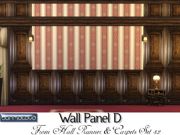 Sims 4 — Wall Panel D by abormotova2 — From Hall Runner and Carpet Set 32, which includes 5 carpets (Hall Runner, no