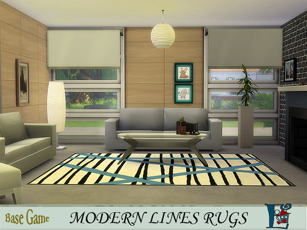 Sims 4 — Blue rug by evi — One of a set of modern rugs