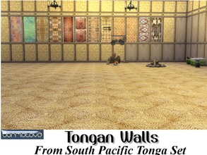 Sims 4 — South Pacific Tongan Walls Set by abormotova2 — This set contains 15 Tongan walls, of woven flax and Tapa cloth