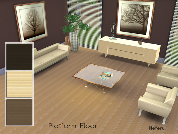 Sims 4 — Platform Floor by Neferu2 — Elegant wood flooring_4 color options