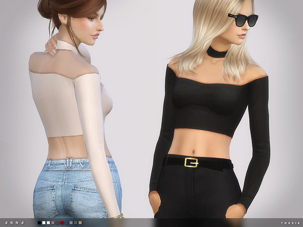 Sims 4 — toksik -  Anna Top by toksik — - 10 colours Enjoy^^