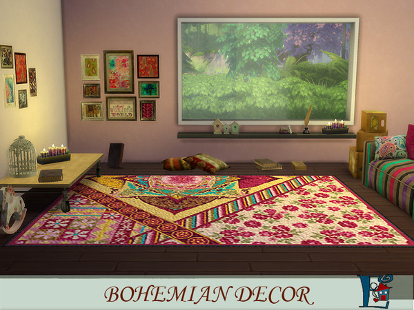 Sims 4 — Bohemian decor A by evi — One of a set of five medium size cute rugs of bohemian style