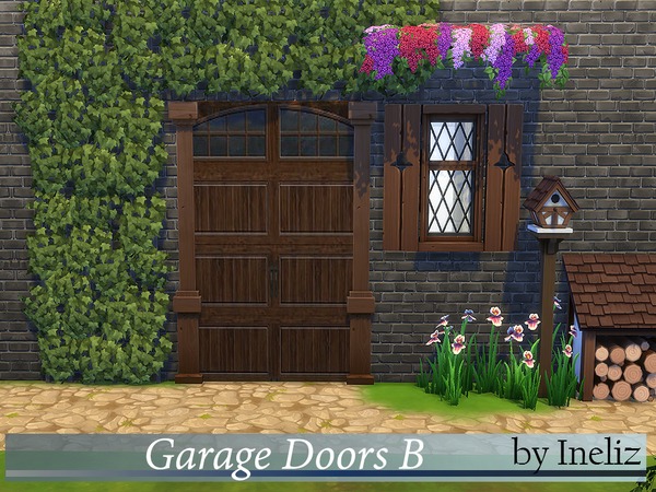 Sims 4 — Garage Doors B  by Ineliz — A set of left and right wooden garage door textures. Enjoy!