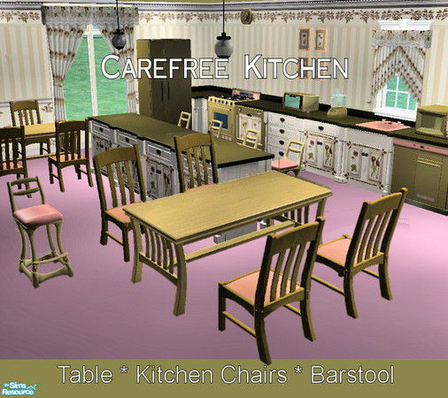 Sims 2 — Carefree Kitchen Collection - Dining Table by Cerulean Talon — Gentle, rich natural colors pull this cheerful