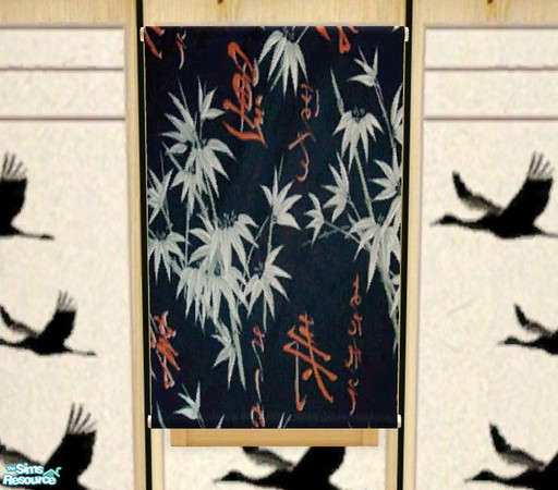 Sims 2 — Dansei Bedroom - Curtain by Riverwillows — Black and Red cotton curtain in asian style. By Riverwillows