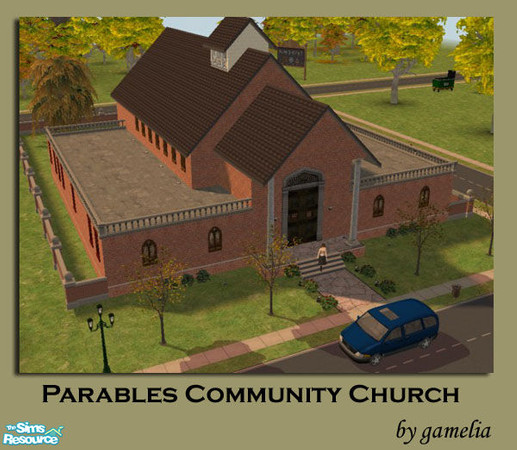 Sims 2 — Parables Community Church by gamelia — The perfect place for your Sim wedding! 3x5 flat lot. Can be used as a