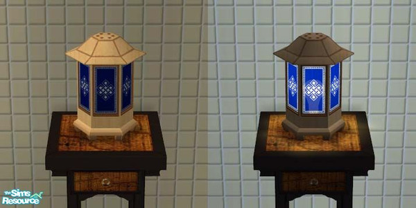 Sims 2 — Tropical Bathroom Lamp Frame by ImmeK — A lightwood frame for the Gentle Glow table lamp. Original Maxis item,