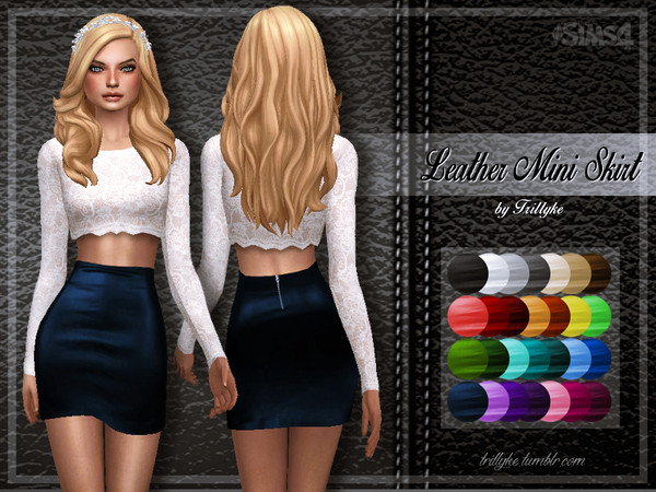 Sims 4 — Trillyke - Leather Mini Skirt by Trillyke — A sexy, leather mini skirt, which comes in 28 colour swatches - in
