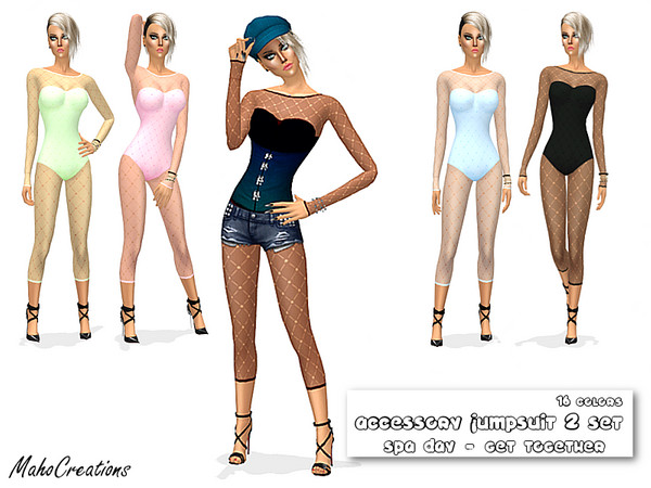Sims 4 — Jumpsuit 2 Set (Accessory) by MahoCreations — 12 light and 4 dark colors as accessory to find under the glove