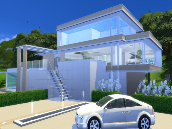Sims 4 — Focus by Suzz86 — Modern Home featuring open kitchen, dining area,entertainment area with bar. 3 bedroom, 2